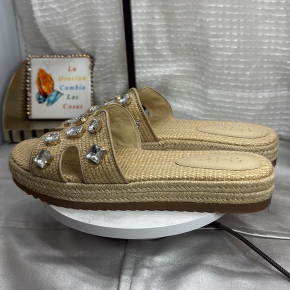 (M5) Jessica Simpson JP-Danalea,raffia and jute sandals with stone studs.Sz 8.5M - Picture 5 of 12